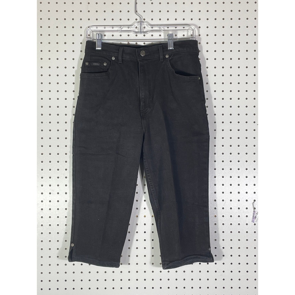 Vintage Chic Black High Waisted Capri Jeans Women Size 12 Average Denim Crops